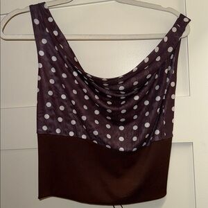 Polka Dot Brown Off the Shoulder Women's Top